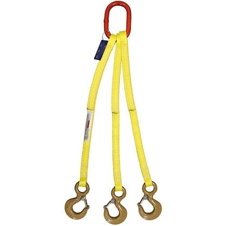 Hsi Three Leg Nylon Bridle Slng, One Ply, 1 in Web Width, 3ft L, Oblong Link to Hook, 4,800lb TOS-EE1-801-03